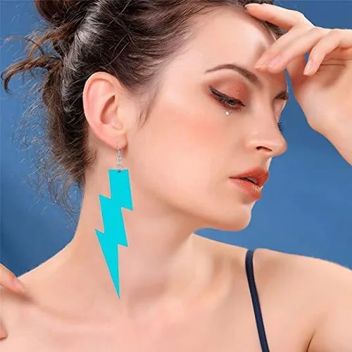 Vista 5 de Pendientes con colgante RUIZHEN con forma de rayo para mujer, con colores a elegir, acrílico exagerado