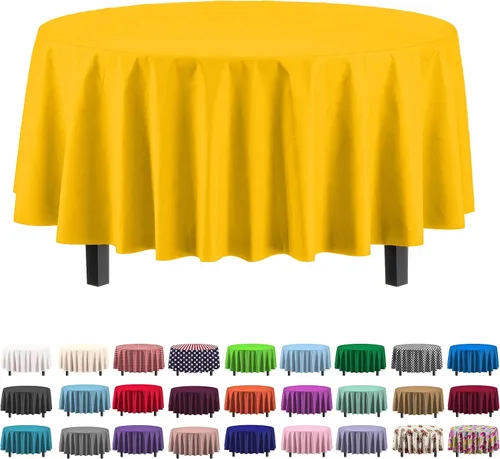 Vista 54 de Party Solids Paquete de 4 manteles de plástico color azul aguamarina, 54 x 108 pulgadas, mantel desechable para fiestas y pícnics