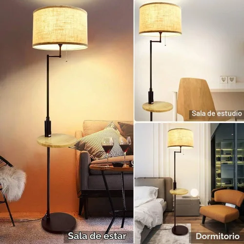 Vista 6 de DLLT - Lámpara de pie LED para sala de estar, luz de acento de pie con puerto de carga USB, ahorro de energía, iluminación de poste alto con mesa