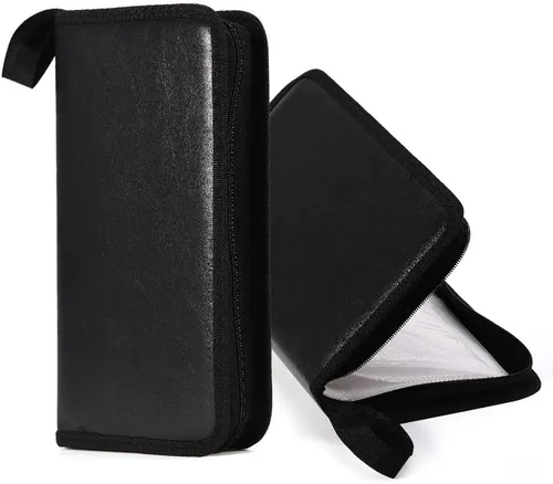 Vista 2 de Fosa Funda de poliuretano para CD/DVD/VCD con capacidad para 80 unidades, almacenamiento, soporte, folleto, bolsa, organizador de álbumes-Muti