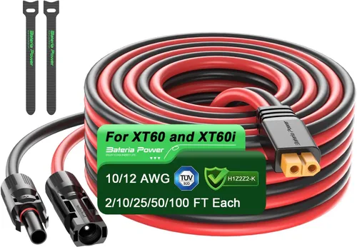 Vista 11 de Bateria Power Cable de extensión de carga solar a XT60 10AWG 2 pies conector solar a XT60 Cable adaptador para panel solar a batería LiFePO4 RV