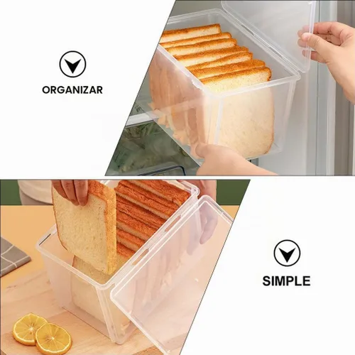 Vista 4 de Kichvoe - Caja de pan transparente de grado alimenticio, contenedor de almacenamiento de plástico para pan casero, organizador de pan para encimera