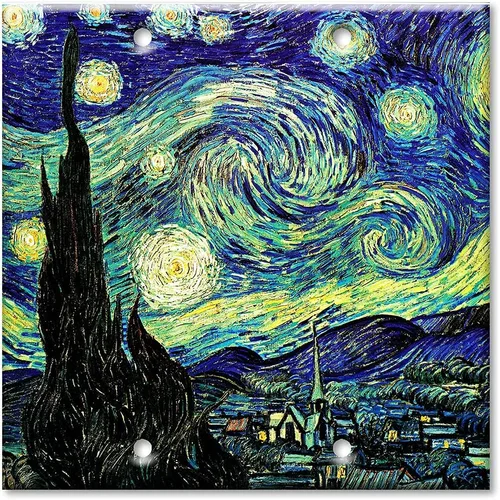 Vista 9 de Art Plates - Van Gogh: Placa decorativa de pared de metal de noche estrellada - Combo de doble banda - Decora - Palanca - (fabricado en EE. UU.)