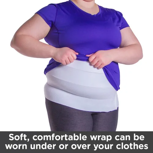 Vista 6 de BraceAbility Envoltura abdominal de tamaño extra grande Carpeta de compresión para adelgazar aplanar y apretar el estómago Blanco M