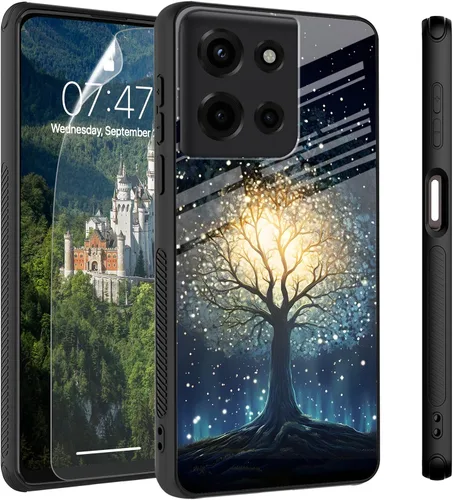 Vista 62 de Funda para Motorola Moto Edge 2022, cubierta trasera de vidrio templado con protector de pantalla, funda protectora a prueba de golpes para Motorola