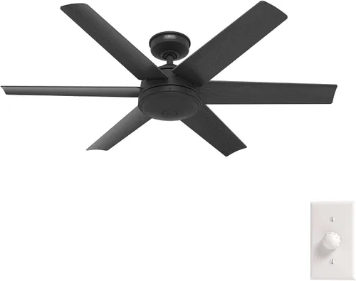 Vista 16 de Hunter Ventilador de techo y control de pared Jetty negro mate de 52 pulgadas