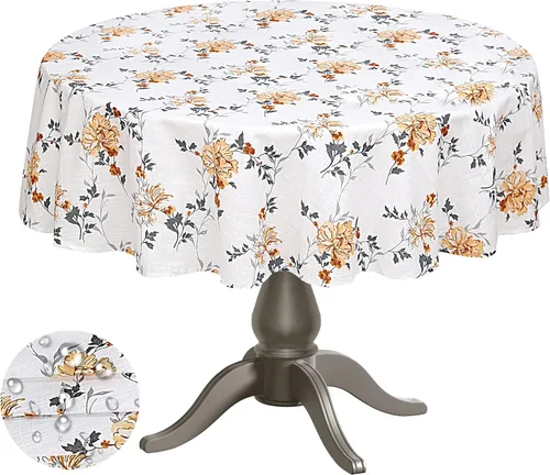 Vista 12 de RUVANTI Paño de Mesa Rectángulo de Lino de Algodón 84x60 Pulgadas, Borde Clásico, Resistente a Manchas, Paño de Mesa Lavable Perfecto para Cubrir