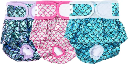 Vista 9 de Avont - Paquete de 3 pañales reutilizables para perras, color negro, verde, rojo, puntos (XS) Highly Absorbent Washable Stylish Dog Diapers Female