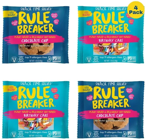 Vista 6 de Rule Breaker - Galletas veganas, sin gluten, sin nueces, hipoalergénicas, Kosher, envueltas individualmente, 1.9 oz, aperitivos