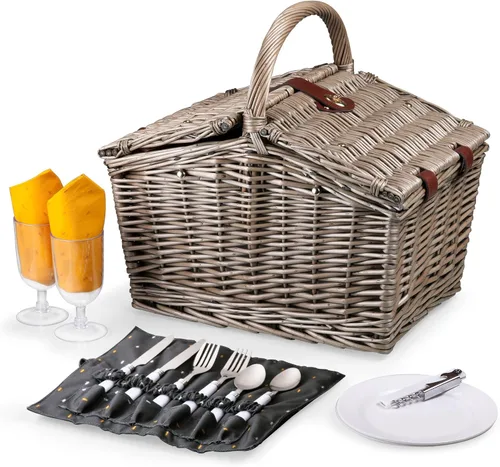 Vista 2 de Picnic Time Piccadilly canasta de pícnic con doble tapa, Colección antología Gris