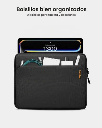 Vista 2 de Tomtoc - Funda para iPad Air y Pro de 13 pulgadas M5/M4/M3/M2 con teclado mágico y teclado inteligente, bolsillo para accesorios adicionales Negro