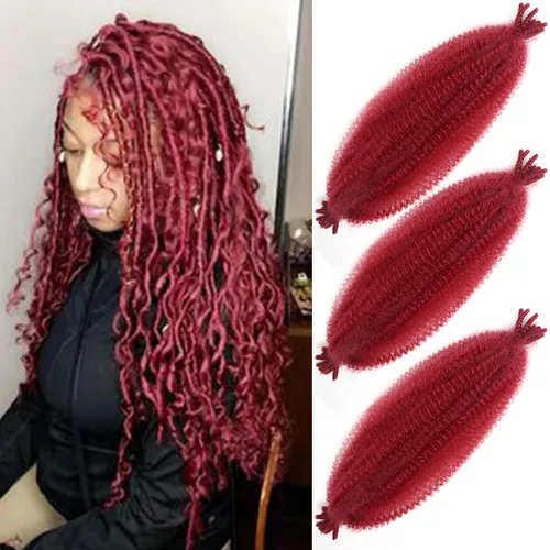 Vista 31 de Cabello afro trenzado elástico de 16 pulgadas, paquete de 3 marley twist para rastas falsas, trenzas rizadas de mariposa, cabello trenzado marley