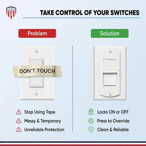 Vista 3 de eLock - Protector de interruptor para interruptores decorativos/basculantes, bloqueo de interruptor de luz a prueba de niños con botón
