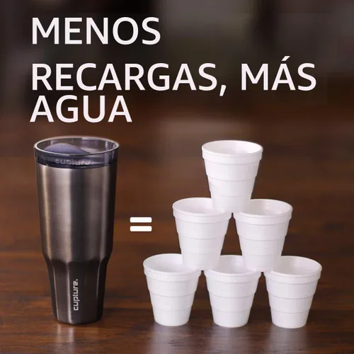 Vista 8 de Cupture Vaso de viaje de acero inoxidable aislado al vacío de 32 oz (gris titanio)