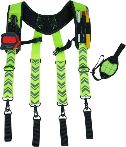 Vista 12 de KUNN Cinturón de herramientas con suspensión y pulsera magnética para carpintero, electricista, cinturón de herramientas, azul