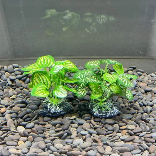 Vista 5 de Plantas de acuario Betta Fish Tank Decoraciones de 4 pulgadas/2 piezas Planta artificial de seda suave Goldfish Waterscape Fish Hides Snake