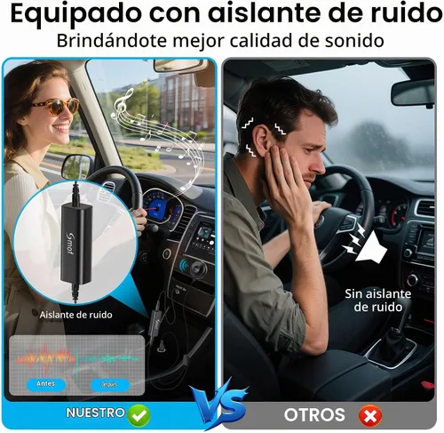 Vista 5 de Smof Adaptador auxiliar del coche de Bluetooth, receptor de audio BT5.2