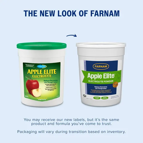 Vista 2 de Farnam Suplemento de electrolitos en polvo Apple Elite para caballos, reemplaza minerales vitales, fomenta la hidratación, sin azúcar añadida, 5