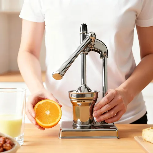 Vista 3 de Exprimidor manual de hierro fundido, exprimidor manual resistente de acero inoxidable, exprimidor de frutas para jugo de naranja de limonada fresca