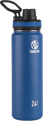 Vista 22 de Takeya Originals - Botella de agua de acero inoxidable con aislamiento al vacío de 18 onzas con tapa de boquilla, negra