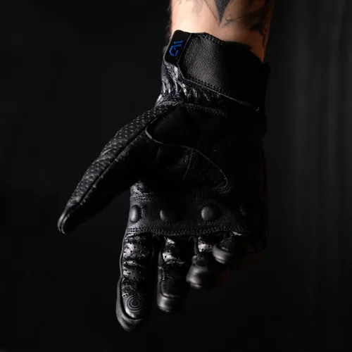 Vista 7 de WD Motorsports Vegas - Guantes de cuero para motocicleta para hombres y mujeres, guantes de equitación con protección táctil y nudillos, guantes