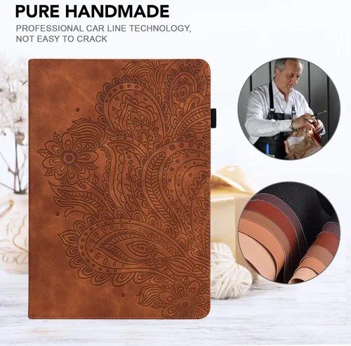 Vista 3 de Funda para Xiaomi Redmi Pad 10.61 Pulgadas 2022, Diseño En Relieve Pavo Real Floral PU Funda De Cuero Flip Stand Con Soporte De Bolígrafo Banda