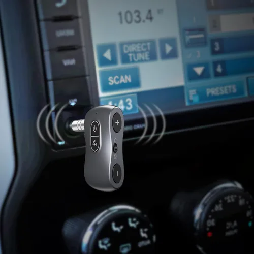 Vista 8 de Adpater Bluetooth auxiliar para coche, transmisor Bluetooth 5.3 receptor con cancelación de ruido, adaptador Bluetooth auxiliar portátil de 0.138