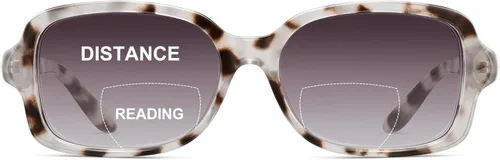 Vista 8 de JM Gafas de Lectura Bifocales Clásicas Rectangulares Elegantes Gafas de Sol Lectoras para Mujeres Todo Negro +1.25