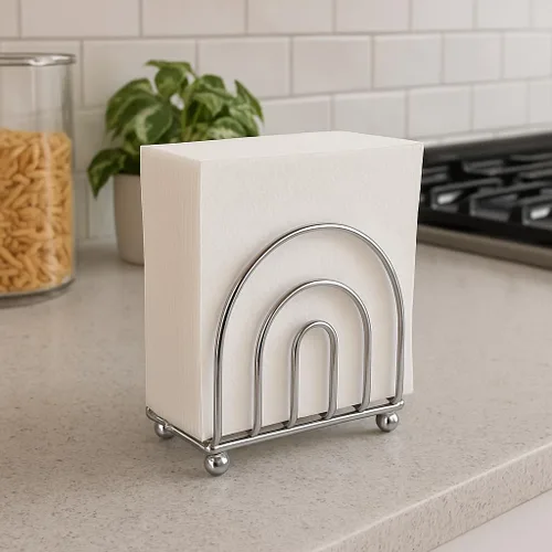 Vista 3 de Servilletas de papel dispensador de pañuelos para encimeras de cocina, mesa de comedor, mesa de picnic, uso interior y exterior, acabado cromado