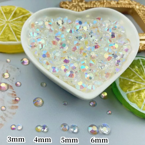 Vista 3 de Diamantes de imitación de resina con parte trasera plana, 10000 diamantes de imitación redondos de resina AB de 0.118 pulgadas para ropa, botellas