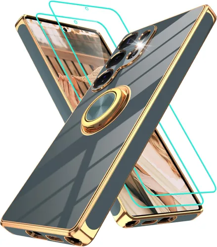 Vista 50 de Funda para Motorola Moto G 5G 2024: Funda Moto G Play 5G 2024 con 2 piezas de protectores de pantalla, soporte de anillo de rotación de 360°