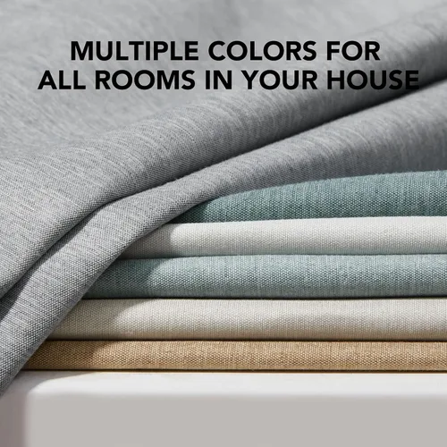 Vista 7 de Deconovo - Cortinas opacas 100% ligeras de lino sintético para dormitorio, cortinas térmicas aisladas para reducir el ruido para comedor, sala