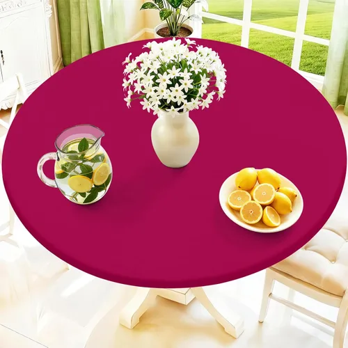Vista 45 de Moosfor Mantel redondo de elastano, elástico ajustable impermeable para mesas de 18 a 24 pulgadas, mantel de picnic elástico lavable para Azul