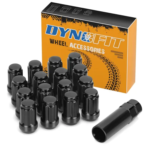 Vista 9 de dynofit Tuercas de rueda de 1/2x20, 4 tuercas de orejeta cromadas negras de 1/2''-20 del mercado de accesorios con 1 llave, asiento cónico/cono