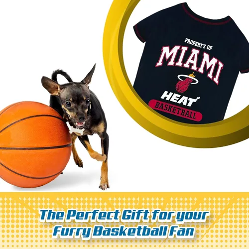 Vista 3 de Pets First Sudaderas con capucha y camiseta con licencia de la NBA para perros y gatos, Miami Heat, S