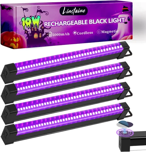 Vista 10 de Barra de luz negra recargable, 5000 mAh de gran capacidad, luces negras alimentadas por batería para fiesta brillante, suministros de fiesta de luz