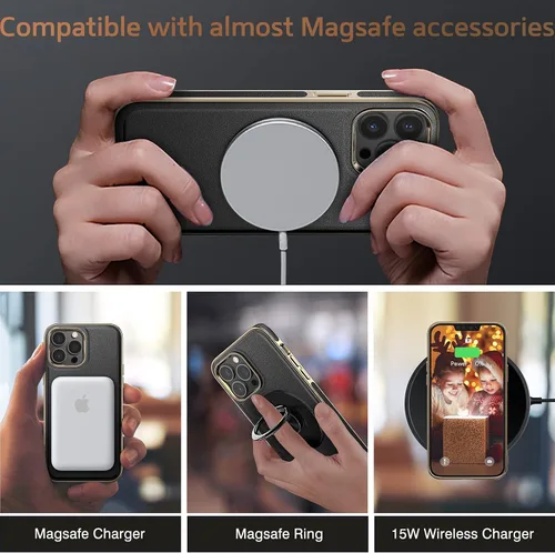 Vista 3 de LOHASIC Funda magnética diseñada para iPhone 14 Pro, cuero clásico [compatible con Mag-Safe] con forro de microfibra, fundas protectoras de cuerpo