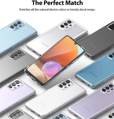 Vista 8 de Ringke Fusion - Funda compatible con Samsung Galaxy A32 4G, parte trasera de policarbonato transparente, a prueba de golpes, suave, flexible, TPU