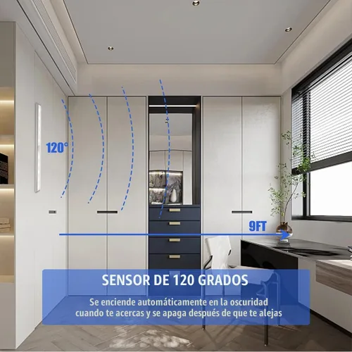 Vista 6 de Paquete de 6 luces LED con sensor de movimiento, iluminación inalámbrica para debajo del gabinete, luces LED con sensor de movimiento, barra de luz