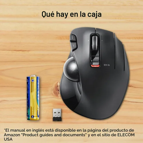 Vista 9 de ELECOM EX-G Ratón de Trackball, inalámbrico de 2.4 GHz, control de pulgar, diseño ergonómico esculpido, función de 6 botones con seguimiento suave