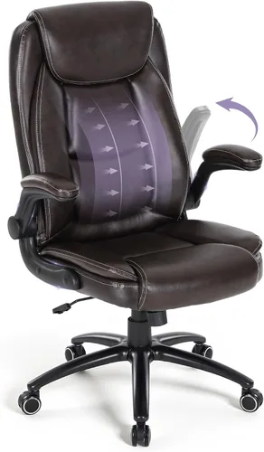 Vista 13 de MALOL Silla de oficina ergonómica de piel sintética, altura ajustable y tensión de inclinación, asiento acolchado de 300 libras de grosor, silla