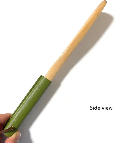 Vista 8 de Calzador de madera de 9.8 pulgadas, piel sintética sintética, calzador para personas mayores, hombres, mujeres, niños, mango cuerno de zapatos