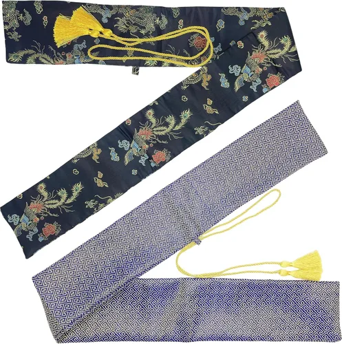 Vista 8 de 2 unids bolsa de espada 51 pulgadas seda sintética Katana bolsa espada cubierta de transporte para espadas samurai