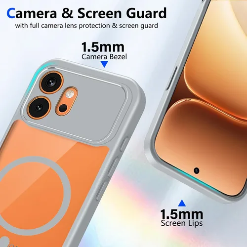 Vista 704 de Funda magnética transparente compatible con Xiaomi 17T, color negro 2 en 1 PC + TPU cubierta de teléfono a prueba de golpes, carcasa protectora
