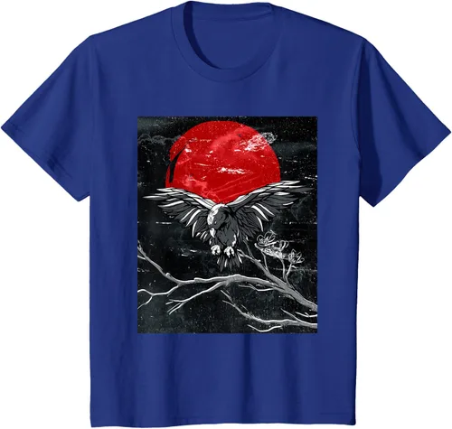 Vista 37 de Red Moon Raven - Camiseta japonesa de cuervo negro, Negro, S