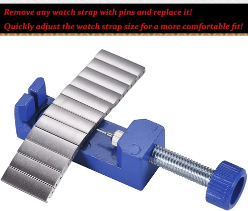 Vista 6 de Urtop Kit de extracción de correas de reloj, herramienta de reparación de extracción de correa de reloj con 12 pines adicionales para quitar