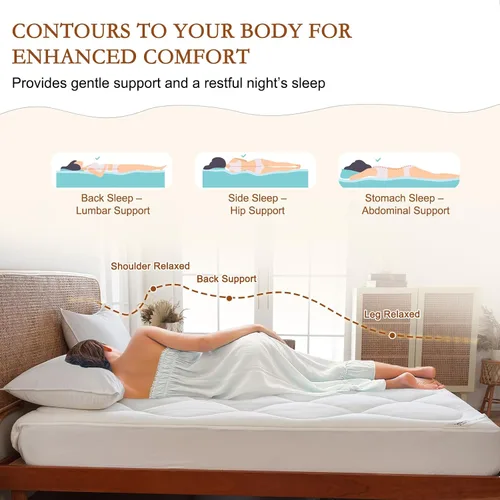 Vista 5 de YOUR MOON Almohadilla de Colchón de Lana Natural Twin XL – Cubrecolchón de Lana Australiana Orgánica de 500GSM, Funda de Colchón Acolchada Ajustable