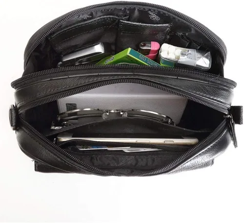 Vista 7 de Hebetag Cartera de cuero para hombre, organizador y bolso de muñeca
