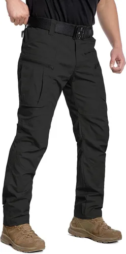 Vista 8 de CARWORNIC Pantalones tácticos ligeros para hombre, pantalones cargo militares Ripstop, resistentes al agua, pantalones de trabajo para senderismo al