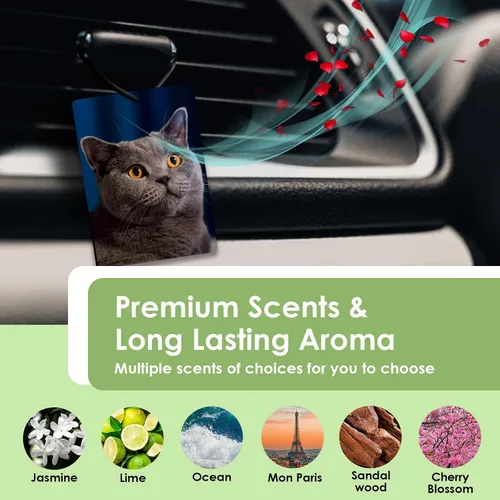 Vista 3 de Ambientador personalizado para automóvil – Ambientador de aire personalizado con foto de doble cara, ambientadores con olor con imagen para armario